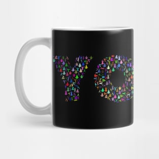 Colourful Yoga Sign Design with Yoga Poses Mug